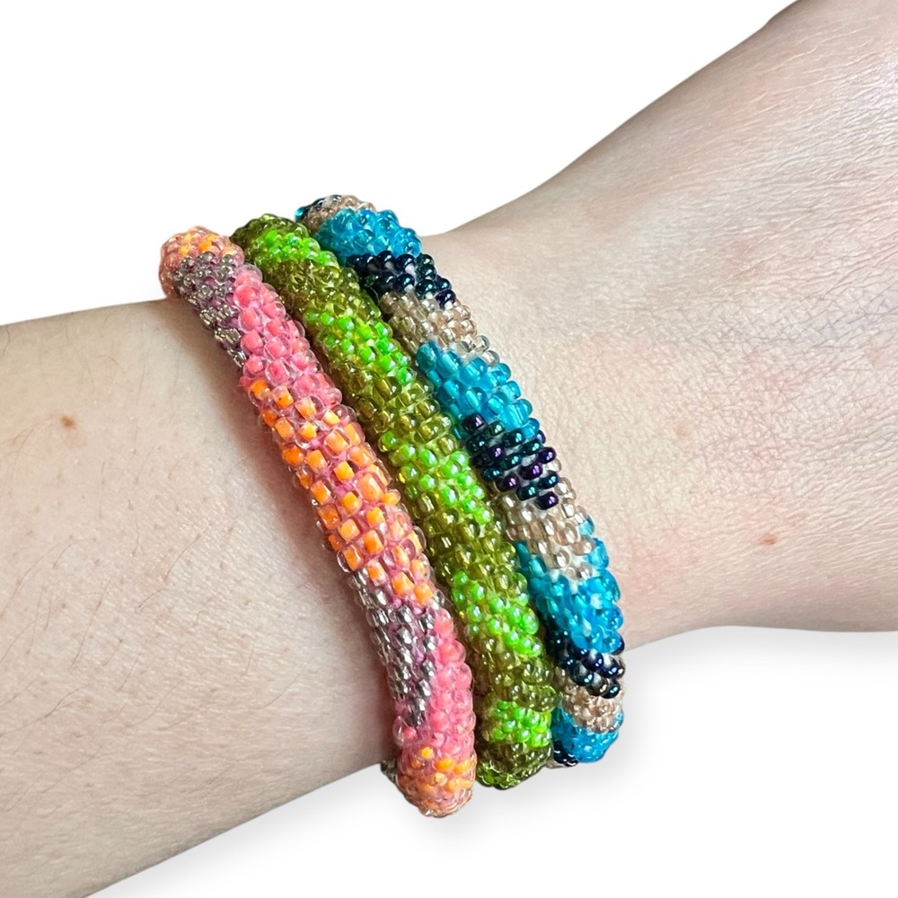 Rainbow Bead Bracelet Stack Trio - image 1
